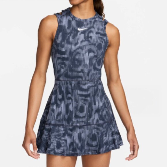 Nike / Blue Textured Tennis Court Slam Dress Cutout Back M - Picture 1 of 9